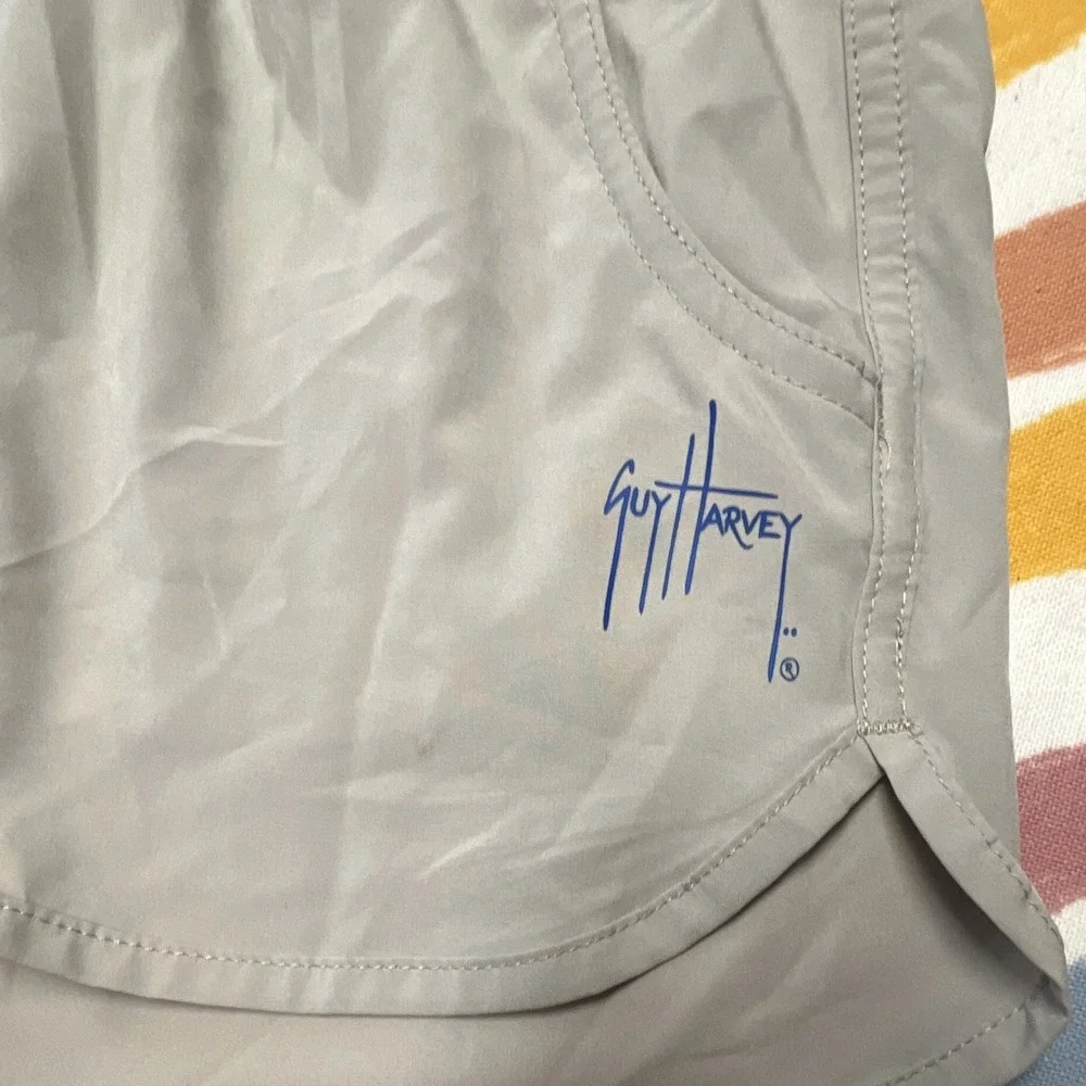 Guy Harvey Men's Gray SwimShortsSolid MeshPolyester Drawstring Pockets018.5